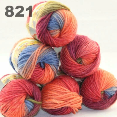 SALE 6BallsX50gr Warm Colorful Rugs Knitting Wool Blankets Crocheted Yarn 21 - Image 1 of 4