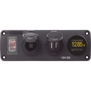 Blue Sea 4366 Water Resistant USB Accessory Panel - Circuit Breaker, 12V Socket, - Picture 1 of 1