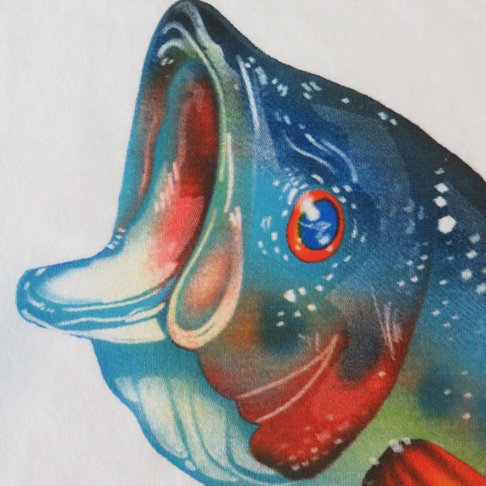 Tee Shirt Junior Sz. 10-12 Fishing Summer Fun Organic Cotton Wes and Willy Fish Foto 1 de 4