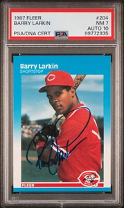 Tarjeta de novato Fleer #204 1987 firmada por Barry Larkin PSA 7 automático 10 RC - Imagen 1 de 2