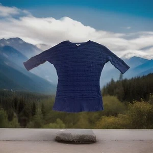 Old Navy Junior Pullover groß blau dick Zopfmuster Dolmanärmel 3/4 Arm - Bild 1 von 9