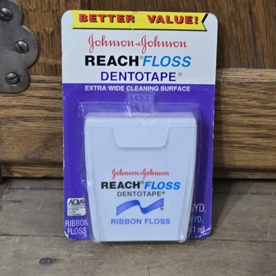 Vintage 1996 Johnson & Johnson REACH Dental Floss Dentotape Ribbon Extra Wide  - Image 1 of 4