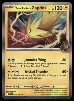 Team Rocket's Zapdos 070/182 DRI SV10: Destined Rivals Reverse Holo NM - Image 1 of 2