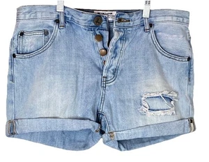 Caricabatterie pantaloncini One X One cucchiaino taglia 28 effetto invecchiato lavaggio leggero orlo arrotolato usato in ottime condizioni - Foto 1 di 11