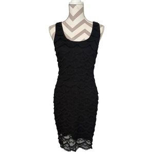 Vestido ajustado sin mangas con flecos de vieira negro Guess talla 6 de fiesta - Imagen 1 de 12