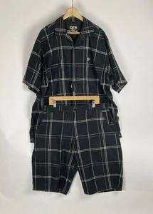Vintage Raw Blue Outfit Button Up Shirt & Shorts Y2K Streetwear Herren Gr. XXL - Bild 1 von 10