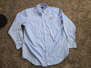 Vtg Cadillac Land's End Automobile Blue Oxford Dress Shirt 17.5x37T Car Salesman - Picture 1 of 10