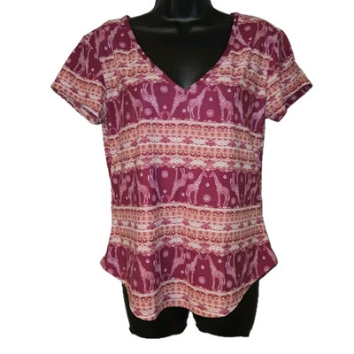Blusa Top Mujer Rue 21 Manga Corta Juniors Talla Grande Rosa Estampado Jirafa Foto 1 de 4