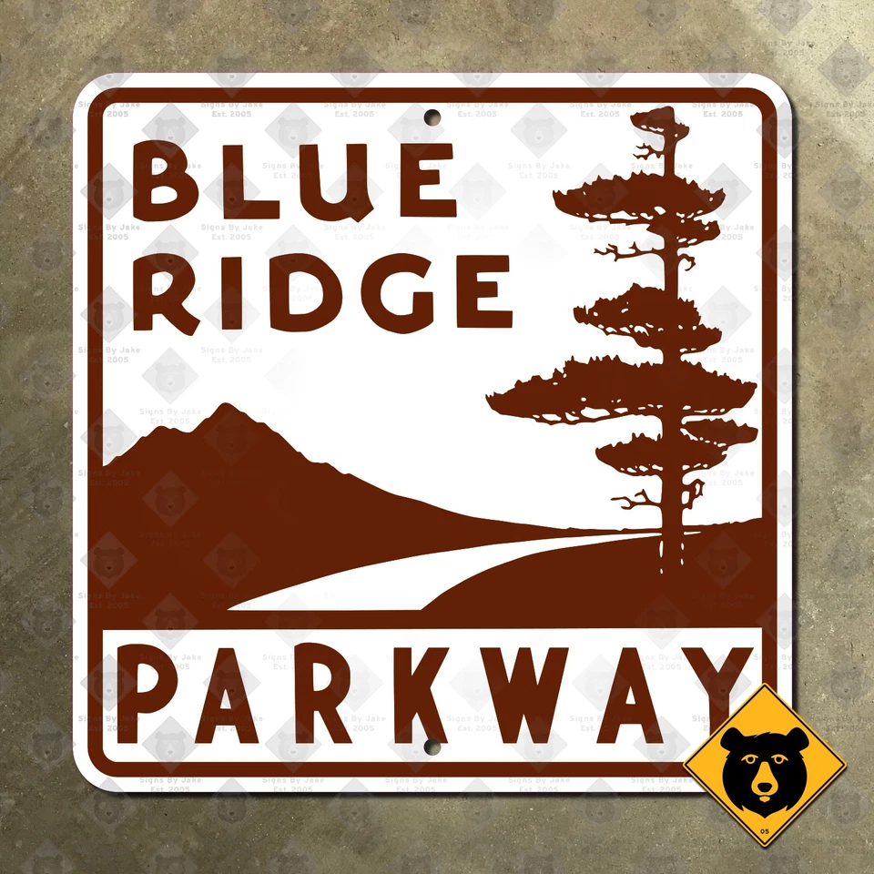 Blue Ridge Parkway North Carolina Virginia highway marker road sign 1953 12x12 - Image 1 of 2