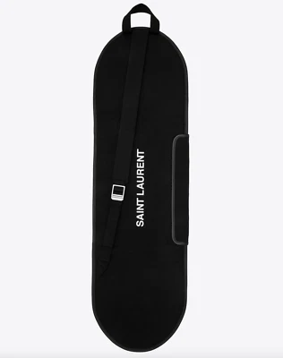 NUEVO CON ETIQUETAS Saint Laurent YSL Logo Negro Lona Cuero Cremallera Monopatín Estuche Bolsa de Transporte Foto 1 de 4