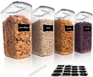 Cereal Storage Containers,Set of 4 4L Plastic Food Storage Box Cereal Dispenser - Picture 1 of 7