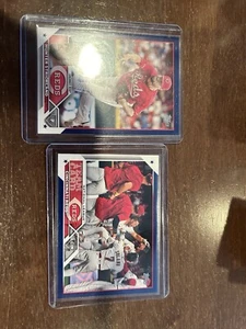 2023 Topps Blue Foil Reds 2 cards - Strickland & Team Card - Picture 1 of 8
