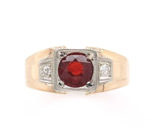 1.55 Carat Natural Garnet and White Topaz Ring 10k White & Yellow Gold Ring - Picture 1 of 7