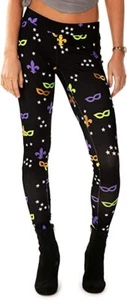 Tipsy Elves Classic Mardi Gras Purple Gold and Green Leggings - Picture 1 of 3