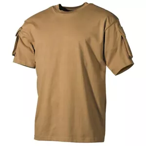 Tactical Shirt short Sleeve With Pockets And Klettfaeche Coyote Size XXL - Picture 1 of 3