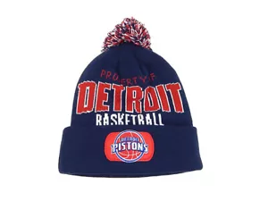 Detroit Pistons Property of Detroit Basketball Knit Cuffed Pom Beanie Winter Hat - Picture 1 of 2