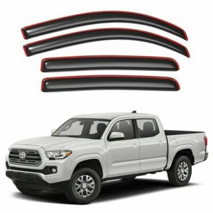 In Channel Window Sun Rain Visor Wind Guard Fit 2016-2023 Toyota Tacoma Crew Cab - Picture 1 of 4