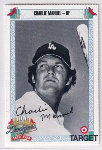 Charlie Manuel 1990 Target Los Angeles Dodgers SIGNED CARD AUTOGRAPHED - Picture 1 of 1