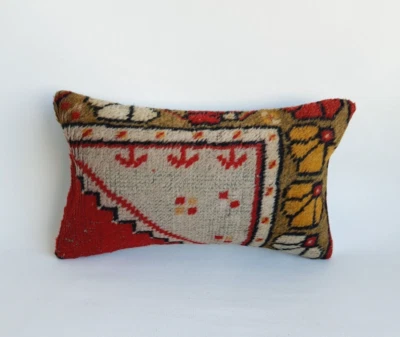 Rug Cushion Cover , 12x20 in , Wool Turkish Rug Pillow Cover - Image 1 of 4