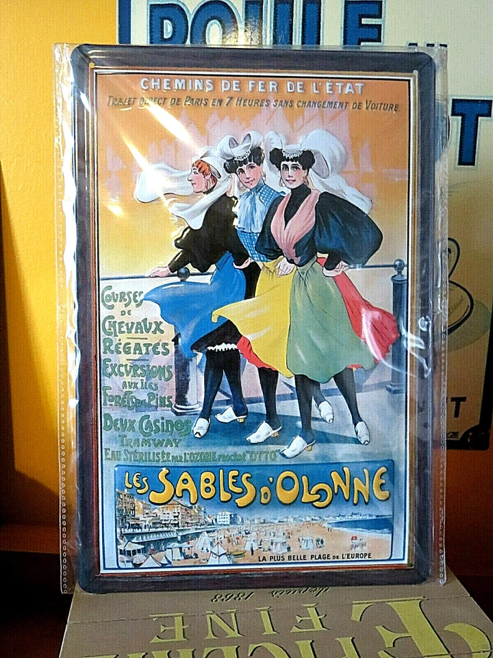 TOLE PLAQUE METAL CHEMIN DE FER SABLES D' OLONNE TRAIN SNCF affiche no émaillée - Photo 1/1
