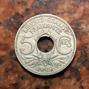1919 FRANCE 5 CENTIMES COIN - #B2221 - Picture 1 of 2