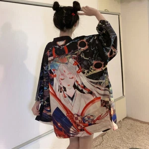 Kimono giapponese donna, ragazza Yukata cardigan cappotto giacca top protezione solare - Foto 1 di 11