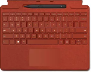 Poppy Red Surface Pro 9,8,X Type Cover Keyboard Signature Alcantara + Slim Pen 2 - Picture 1 of 3