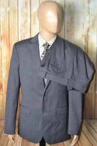 Joseph Abboud Men Slim Fit Window Pane Super 120s 2 Button Suit Sz 40R Wst 36x32 - Picture 1 of 21