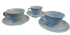 Lot 3 LuRay Pastels Taylor Smith Taylor TS&T Coffee Cups and 6" Saucers BLUE