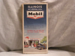 1960 MOBIL OIL CO ROAD MAP FOR ILLINOIS AND ADJOINING STATES - Picture 1 of 1