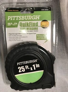Tape Measure Pittsburgh 25’ x 1" Quick Find Thumb Lock Rubber Grip NEW - Picture 1 of 5