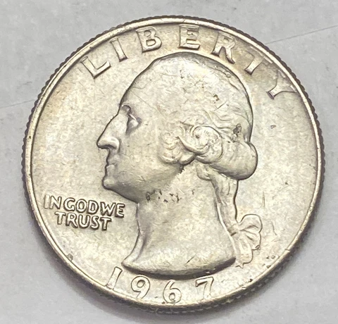 GEM BU 1967 Washington Quarter Philadelphia Mint - NOT SMS -Coin Shown Ships A13 Cover