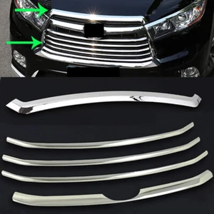 5XChrome Front Grille Grill Trim+Hood Trim Cover for Toyota Highlander 2014-2016 - Picture 1 of 12