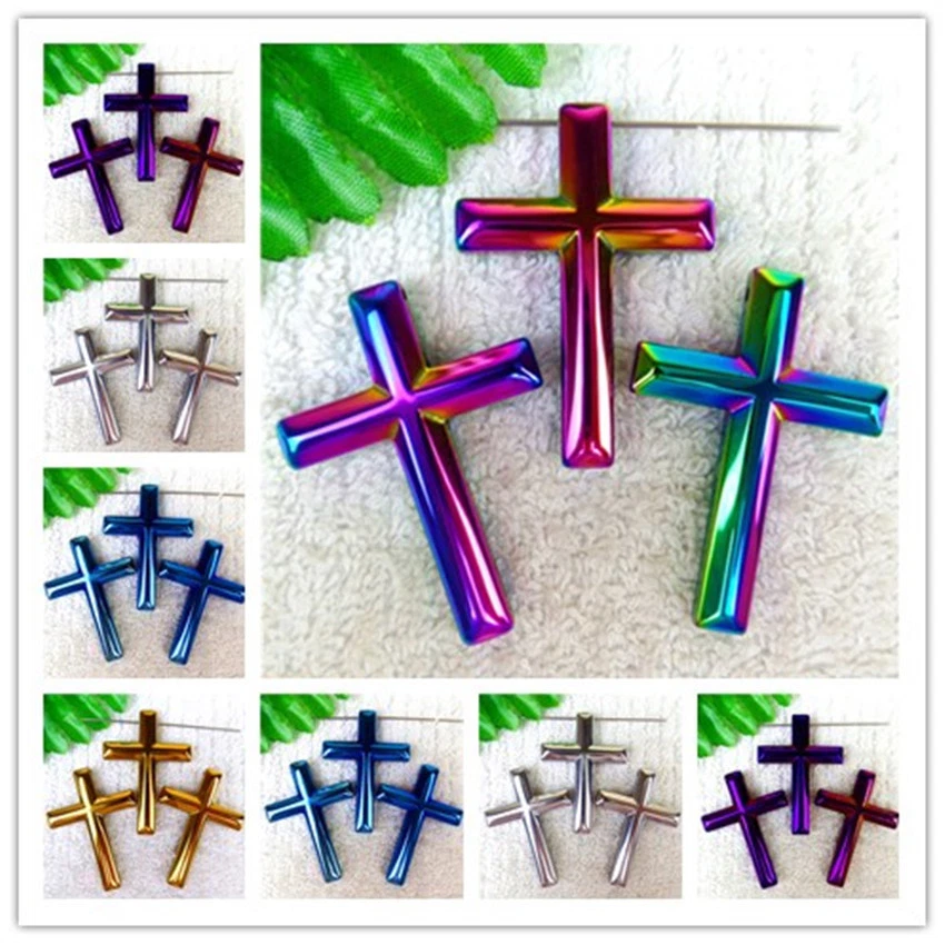 3 peças 44x31x6mm atacado multicolorido misto hematita cruz pingente talão HH6383 - Imagem 1 de 1