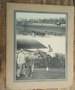 VINTAGE "Winner's Circle" Horse Racing Photo - Jan 21, 1951 B/W "DELUGE" - Picture 1 of 7