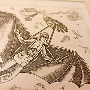 Impresión artística firmada por piloto steampunk victoriano grabado original Marina Terauds - Imagen 1 de 12