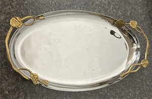 Michael Aram Botanical Leaf Small Oval Tray GOLD TONE- SILVER - Picture 1 of 2
