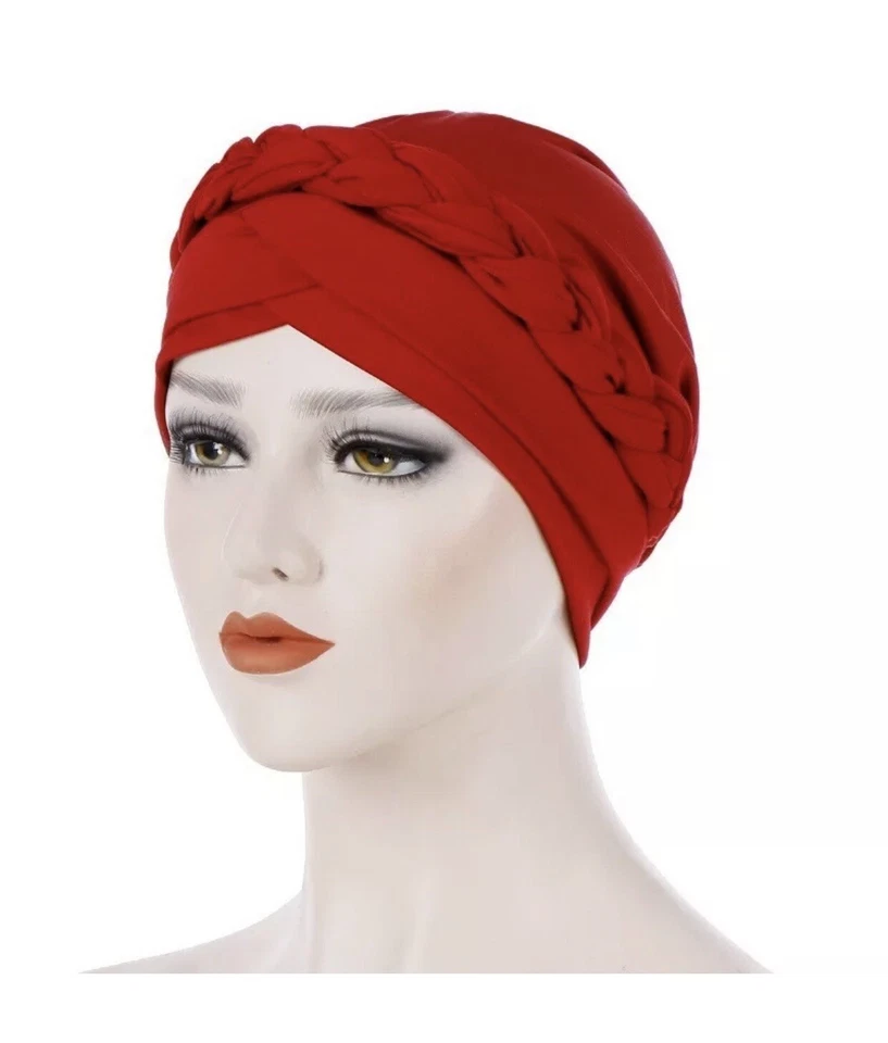 Mujer Bufanda Turbante Trenza Hijab Turbantes Elástico Musulmán Headcafs Foto 1 de 1