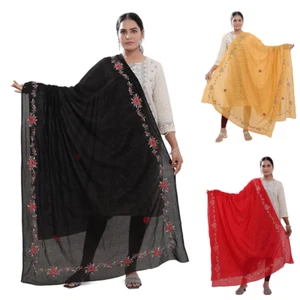 Women's Cotton Embroidered Dupatta Traditional & Fashionable - Picture 1 of 41