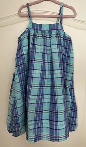 Gap Kinder kleines Mädchen blau Cami Baumwollkleid Gr. 5 gefüttert kariert Pullover aquamarin marineblau - Bild 1 von 8