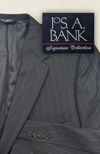 Jos. Bank Signature Blazer Sport Coat Jacket Wool 50R 54" Chest Black Pin Stripe - Picture 1 of 15