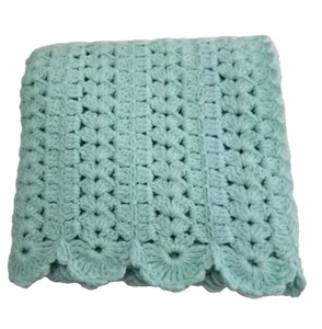 Handmade Crochet Baby Blanket Aqua Mile-a-minute 47”x 36” NWOT Newborn Infant - Picture 1 of 6