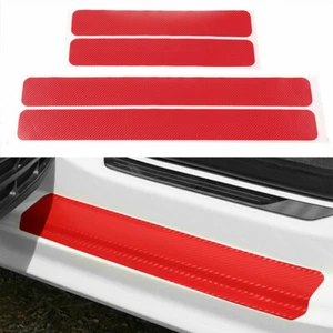 4x Carbon Fiber Accessory Car Door Plate Sill Scuff Cover Anti Scratch Sticker - Picture 1 of 8