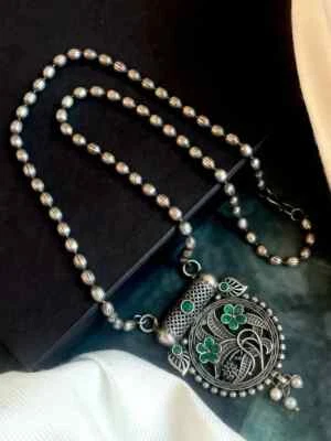 Black Polish costume Oxidized Pendant Necklace - Image 1 of 3