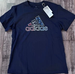 NWT Womens L Adidas Navy Blue/Red/White Fireworks Patriotic Tee Shirt Large - Picture 1 of 2