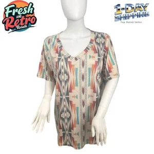 Calico Cavvy Southwestern Aztec Tunic Top XL Prairie Native Western Cowgirl Farm - Picture 1 of 11