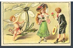 AMERICAN POSTCARD MERRIMACK - TO MY VALENTINES - GOLD EMBOSSED - SUMPTIOUS - Picture 1 of 2
