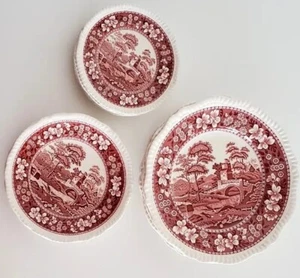 10pc Set of Spode Tower England Pink Red Dinner Bread Saucer Plates spode's - Picture 1 of 10