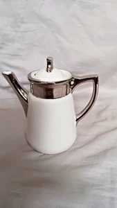 Schorndorf Bauer & Pfeiffer Art Deco Mokkakanne Kaffeekanne breite Silberränder - Picture 1 of 6