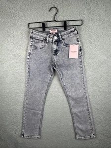 Juicy Couture Mid Rise Straight Jean Girls Sz 8 Pink Tint Denim Stretch NWT - Picture 1 of 14